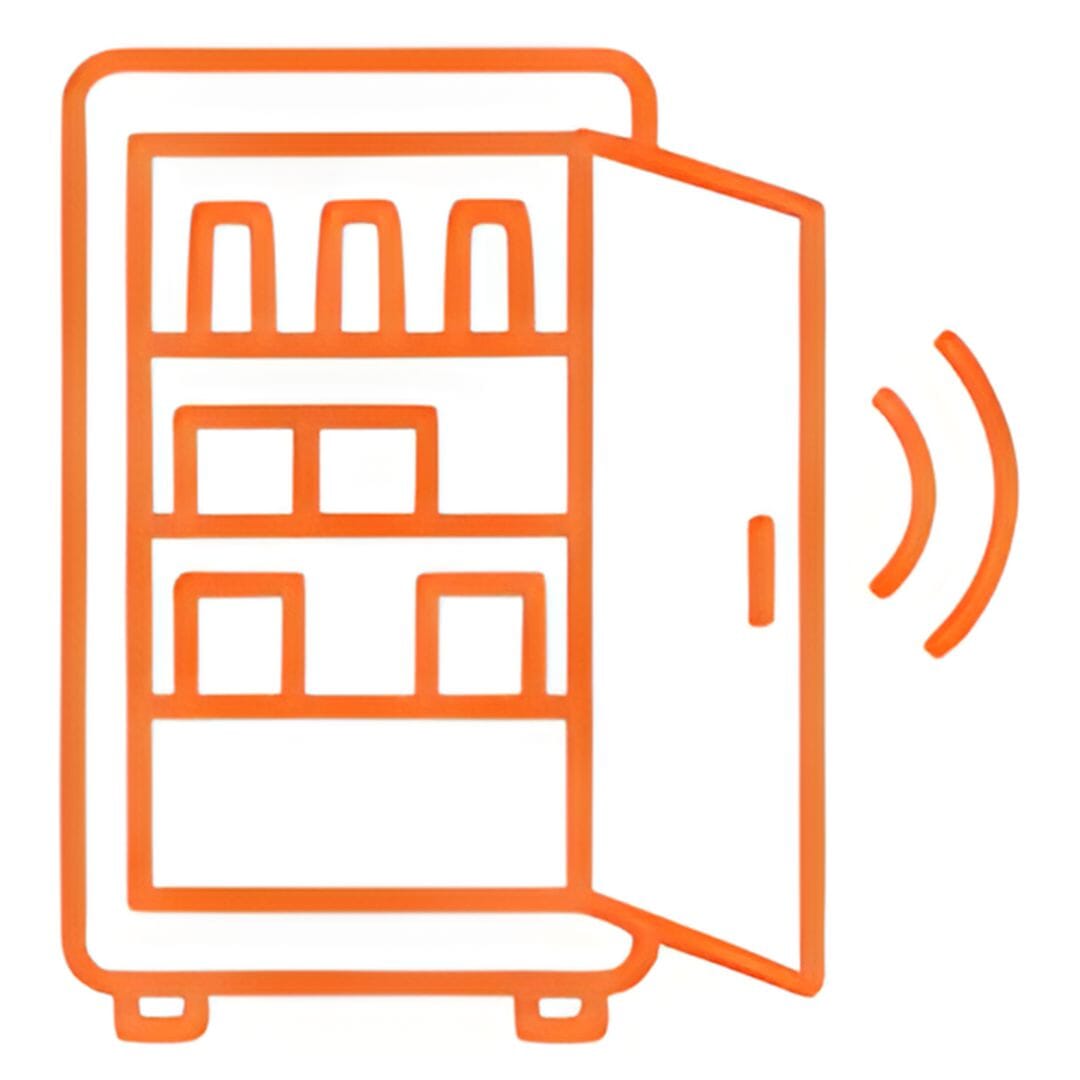 Open smart vending cooler icon representing AI features
