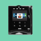 Nayax VPOS Touch credit card reader for VapeTM vending machines, supporting Visa, Mastercard, and contactless payments.